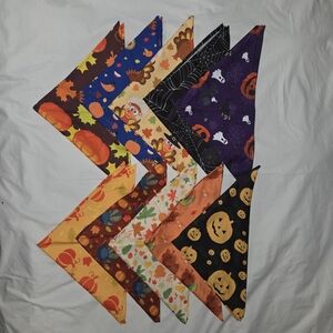 Autumn & Halloween Print Bandana Set - Orange, Black, Purple, Brown, Cream